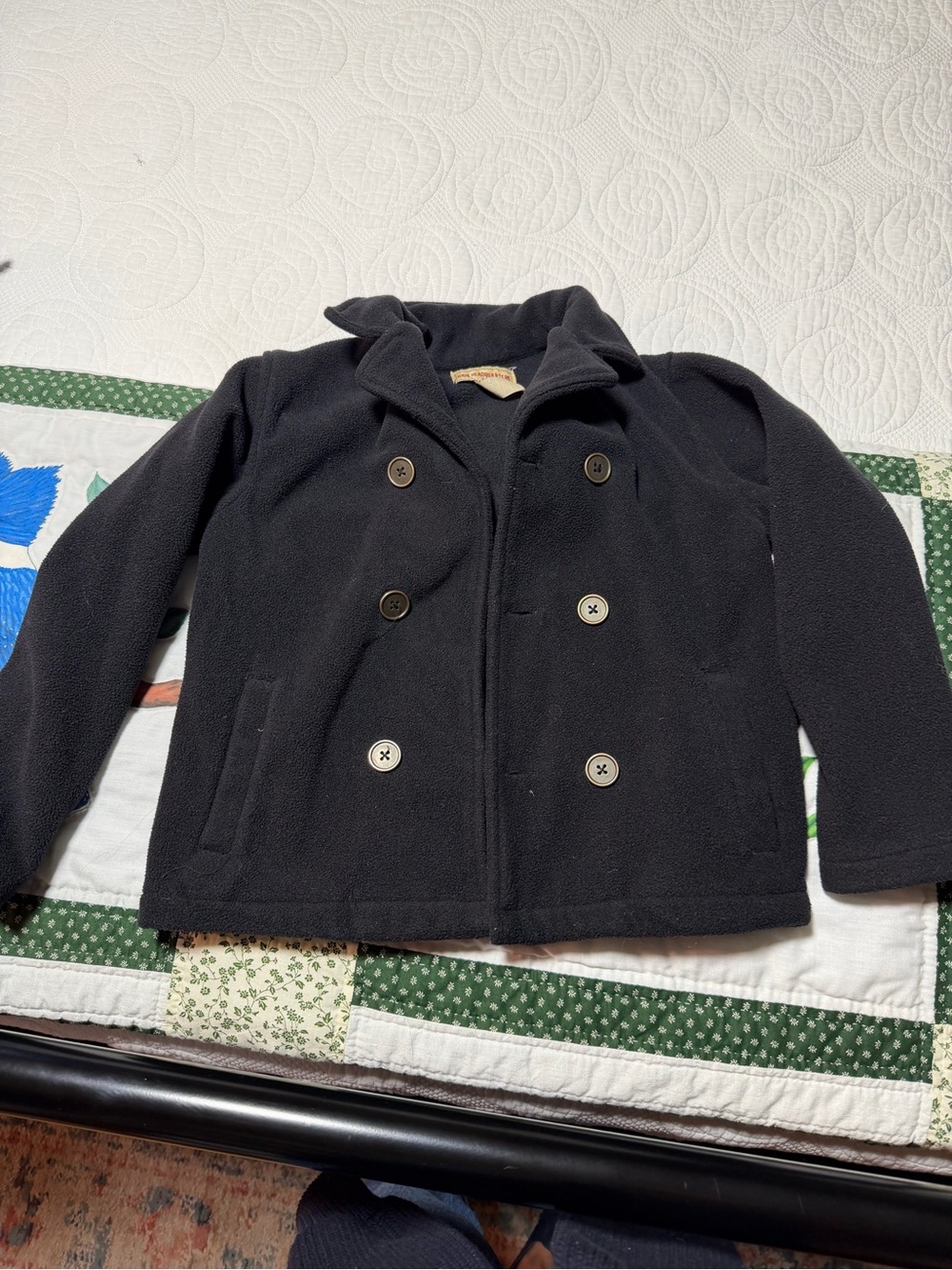 Kids Headquarters Black Double-Breasted Peacoat Jacket